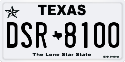 TX license plate DSR8100