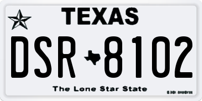 TX license plate DSR8102
