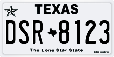 TX license plate DSR8123