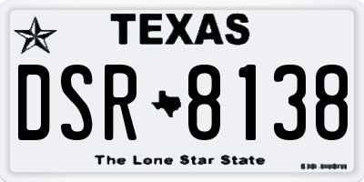 TX license plate DSR8138