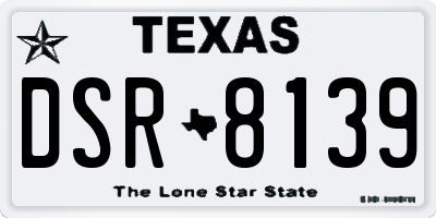 TX license plate DSR8139