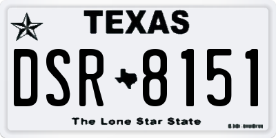 TX license plate DSR8151