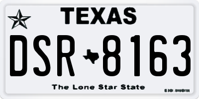 TX license plate DSR8163