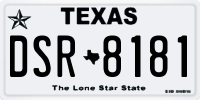 TX license plate DSR8181