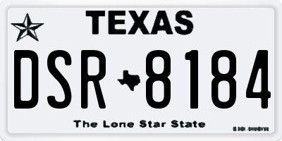 TX license plate DSR8184