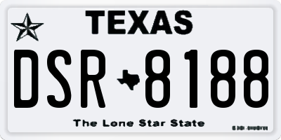 TX license plate DSR8188