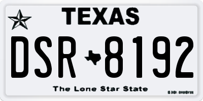 TX license plate DSR8192