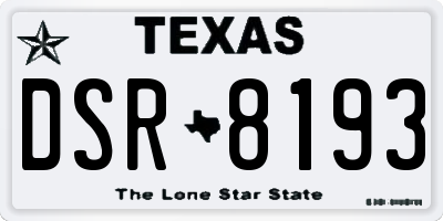 TX license plate DSR8193