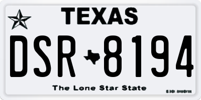 TX license plate DSR8194