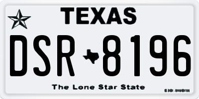 TX license plate DSR8196