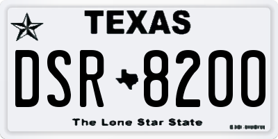 TX license plate DSR8200