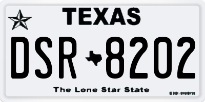 TX license plate DSR8202