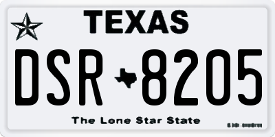 TX license plate DSR8205