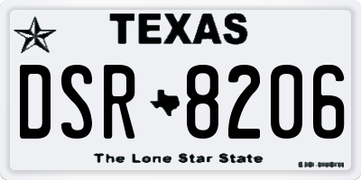 TX license plate DSR8206