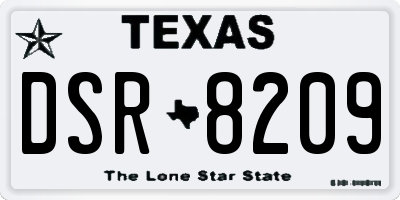 TX license plate DSR8209