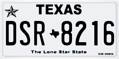 TX license plate DSR8216