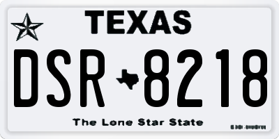 TX license plate DSR8218