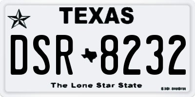 TX license plate DSR8232