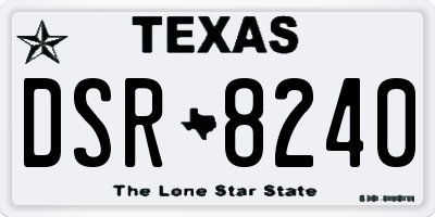 TX license plate DSR8240
