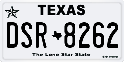 TX license plate DSR8262