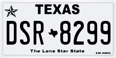 TX license plate DSR8299