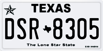 TX license plate DSR8305