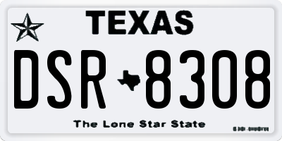 TX license plate DSR8308
