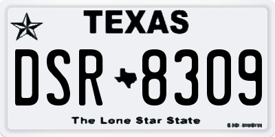 TX license plate DSR8309