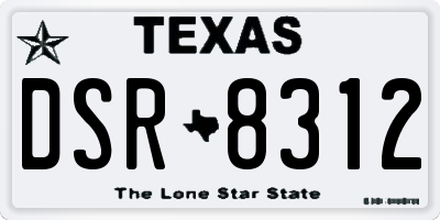 TX license plate DSR8312
