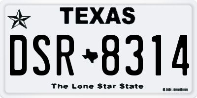 TX license plate DSR8314