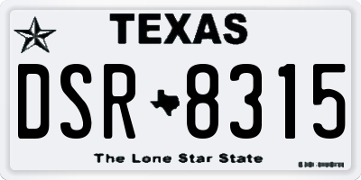 TX license plate DSR8315