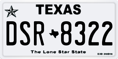 TX license plate DSR8322