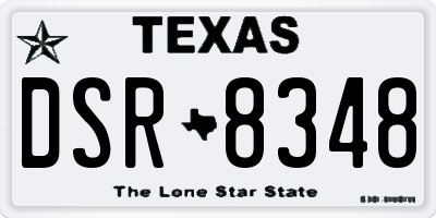 TX license plate DSR8348