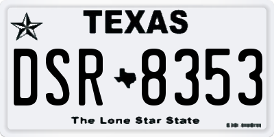 TX license plate DSR8353