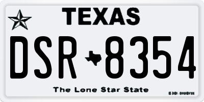 TX license plate DSR8354