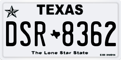 TX license plate DSR8362