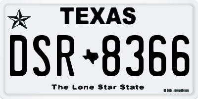 TX license plate DSR8366