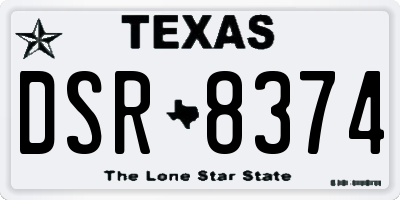 TX license plate DSR8374
