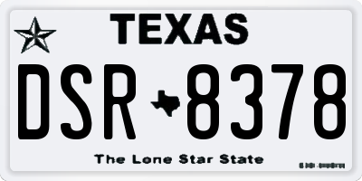 TX license plate DSR8378