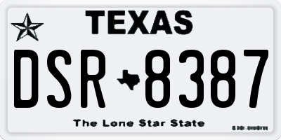 TX license plate DSR8387