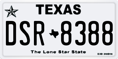 TX license plate DSR8388