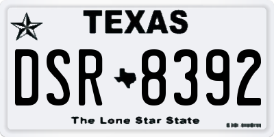 TX license plate DSR8392