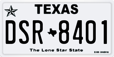 TX license plate DSR8401
