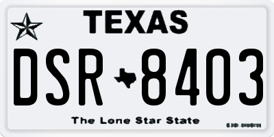 TX license plate DSR8403