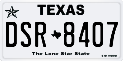 TX license plate DSR8407
