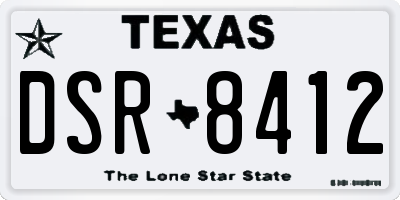 TX license plate DSR8412