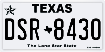 TX license plate DSR8430