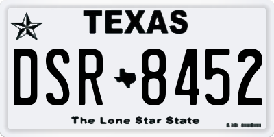 TX license plate DSR8452