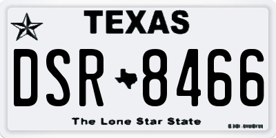TX license plate DSR8466