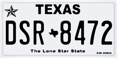 TX license plate DSR8472